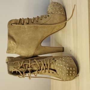 Tan Stud laced Booties